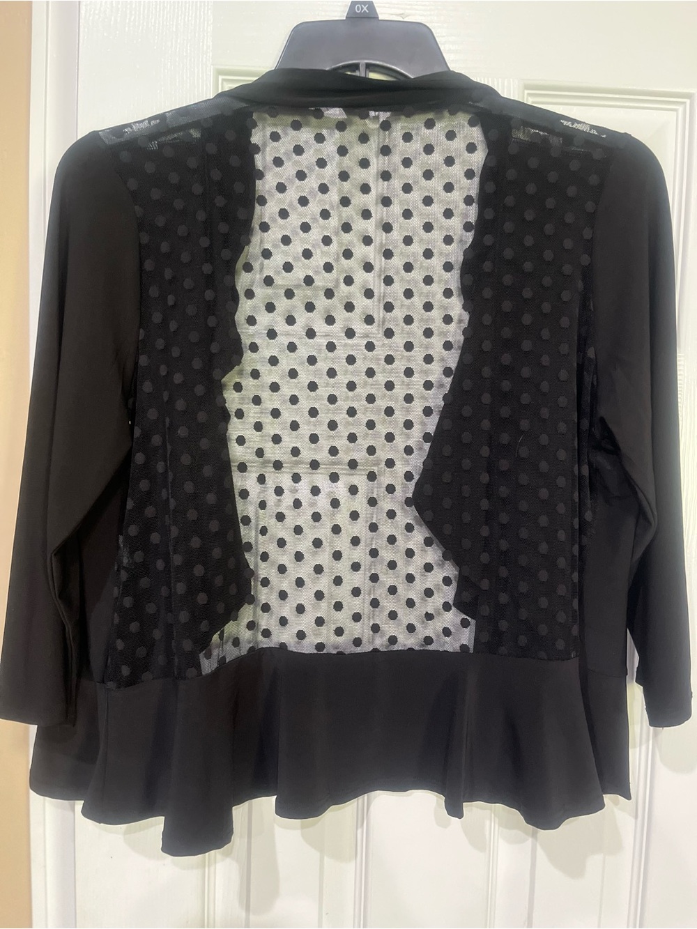 Nina Leonard Black Polka Dot Sheer Back cover up